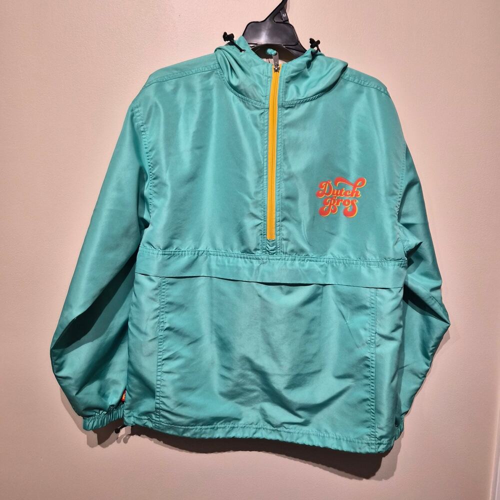 Dutch Bros Coffee Hooded Windbreaker Pullover Jacket Half Zip Small
